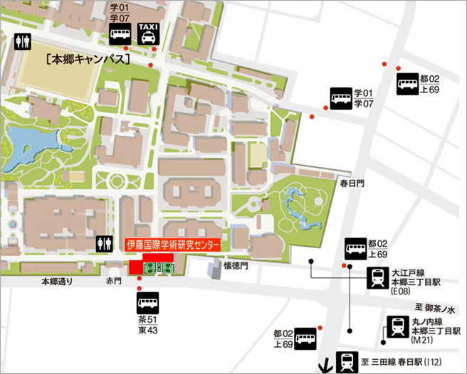 東京大学 本郷キャンパス 伊藤国際学術研究センター周辺地図